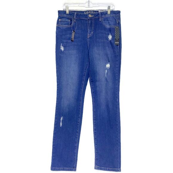 Massini Blue Jeans Women's Size 10 Skinny Mid-Rise Skinny Leg Opening Distressed - Picture 1 of 11